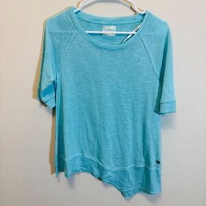 Calvin Klein‎ Performance Top Womens Size S Blue Raglan Sleeve Asymmetric Hem